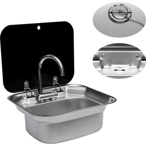 Évier RV, Design Gain de Place, Construction Durable, Argent (1/2)
