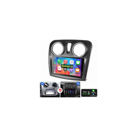 Autoradio 9" Android 15 Carplay pour Lada Renault Dacia Logan 2 Sandero GPS WiFi 2+64G