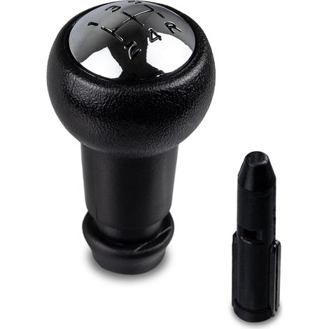 Pommeau de Levier de Vitesse 5 Vitesses avec Adaptateur, Compatible avec Peugeot 106 107 206 207 306 307 308 407 408 508 3008 et Citroën C2 C3 C4 Picasso, Pommeau de Vitesse Manuel Noir