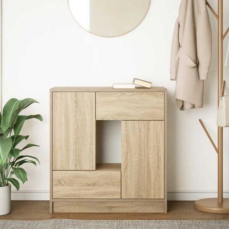 Buffet Bas de Cuisine avec Tiroirs et Portes, Meuble Rangement Salon en Bois Couleur Chêne Sonoma, 70,5 x 34 x 74,5 cm (1/5)
