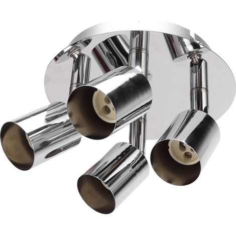 Lot GU10 4 spots orientables, socle rond réglable pour mur/plafond, éclairage d'ambiance salon chambre cuisine magasin (sans ampoule, 85-265V, CE+ROHS). (1/5)