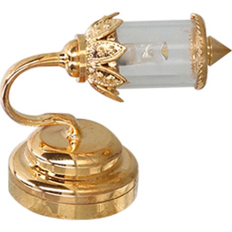 Lampe miniature pour maison de poupée à l'échelle 1:12, dôme en métal doré avec base transparente, idéale pour la décoration de maisons de poupées. (1/5)