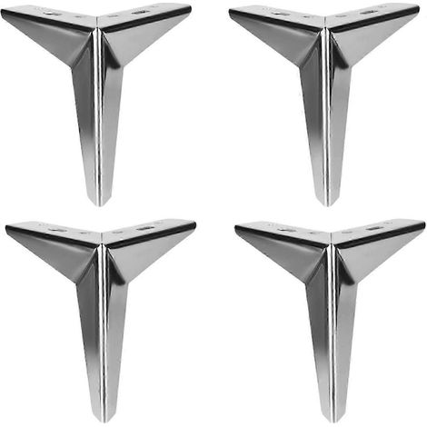 Un ensemble de 4 pieds de meubles triangulaires pour le remplacement DIY des pieds de table et de canapé en métal, adaptés aux armoires de cuisine, aux lits et aux chaises (argent 15 cm, noir). (1/5)