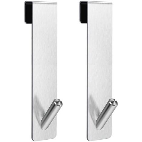 2 Pièces Crochet Douche, Crochet Porte Serviette sans perçage, Crochets de porte pour portes de douche en verre sans cadre, adapter 6-12 mm d'épaisseur (Argent)