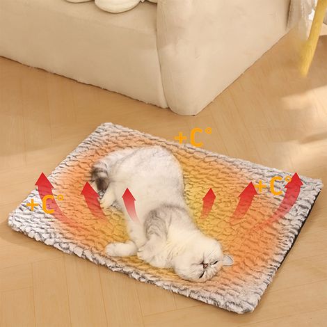 Tapis Chauffant Pour Animaux - Réfléchissant Thermique - Pour Chien Chat Intérieur Extérieur - 40x50 cm - Gris Café (1/5)