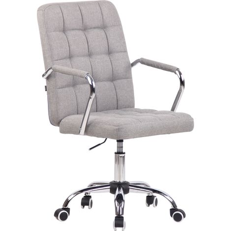 Chaise de bureau sur roulettes moderne et confortable en tissu gris BUR10634 (1/4)