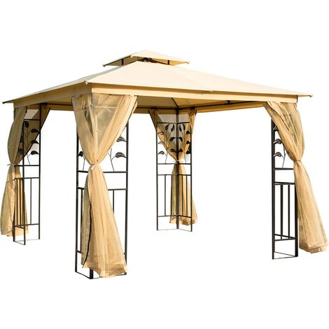 Luxus Pavillon 3X3 M Gartenpavillon Partyzelt Festzelt Gartenzelt Pagode Beige