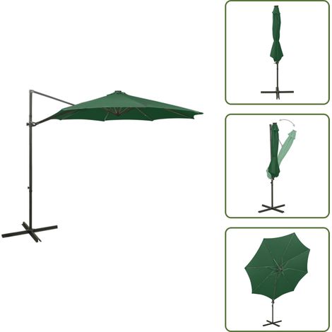 Ombrellone da giardino - vidaXL Ombrellone a Sbalzo con Palo e Luci a LED Verde 300 cm - Ombrellone con luci