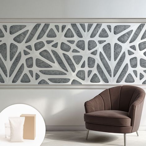 Papier peint intissé décoratif pour salon chambre et cuisine Facile à poser avec colle Réseau géométrique 250x104 cm (1/5)