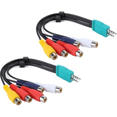 Lot de 2 câbles composantes pour téléviseur LCD Samsung (3,5+2,5 mm vers 5 RCA, double extrémité) pour câble AV (1/5)