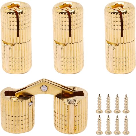 Charnières invisibles en laiton de 14mm,charnières dissimulées pour boîte en bois,Angle d'ouverture de 180°,petites charnières pour meubles(4 pièces) (1/5)