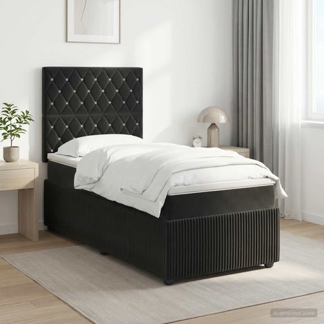 Cama box spring con colchón Negro 100 x 200 cm Terciopelo (1/5)