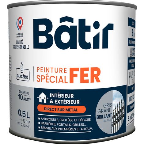 Peinture Fer Brillante Gris Ral 7040 Protection Et Finition Brillante Pour Métaux Ferreux - Batir Peintures