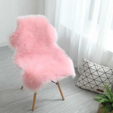 Tapis Doux Fausse Fourrure Mouton Imitation Laine 60x90 Rose Décoration Salon Moderne Confortable Canapé (1/5)