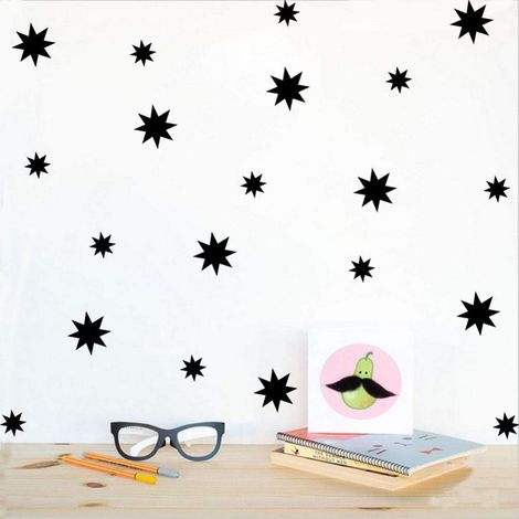 Wandaufkleber „Achtzackiger Stern“ aus Vinyl für Kinderzimmer, Schlafzimmer, DIY-Kunstdekoration (Schwarz) (1/5)