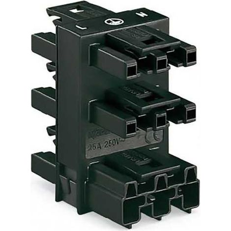 Connettore distribuzione Wago 3 Vie 1 Ingresso Femmina e 5 Uscite Maschio Nero (1/2)
