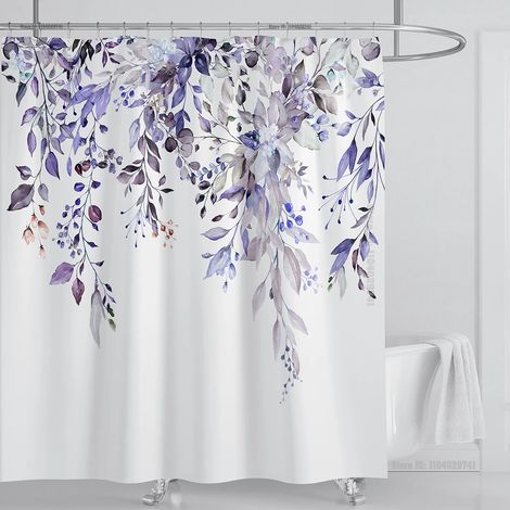 Rideau de douche en tissu 120x180 cm, motif eucalyptus vert