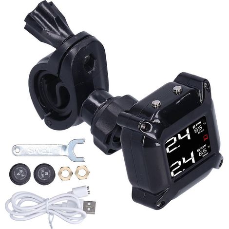 Système de surveillance de la pression des pneus avec fonction de chargement magnétique USB et capteurs, universel pour motos (1/5)