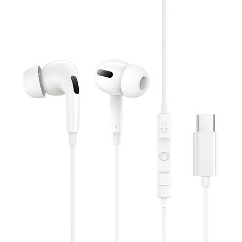 Auriculares con cable - BASEUS - Encok CZ18 (A00170100213-Z1) - Tipo-C - Imán magnético - Tarjeta TF - Blanco Luna