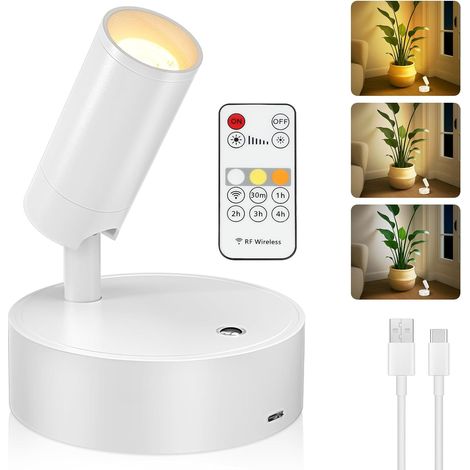 Faretto per interni, faretto ricaricabile per piante da interno, illuminazione d'accento a LED wireless con timer e dimmerabile, lampada fotografica a batteria (1/5)