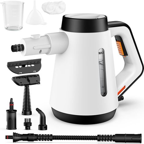 1200W Nettoyeur à vapeur portatif,Chauffage instantané 15S,Nettoyeur à vapeur multipurpose pressurisé 400ml avec 9pcs Accessoires (blanc)