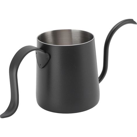 Bouilloire à café en acier inoxydable 304, bec long fin et renforcé de 250ml, idéale pour la préparation de café à la maison, couleur noire. (1/5)