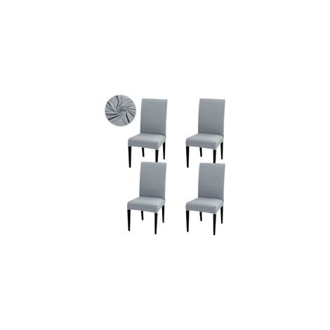 4er-Set Stuhlhussen, universelle Stretch-Esszimmerstuhlhussen, Stuhlhussen für Hochzeiten, private Feiern, hellgrau - Crezuo
