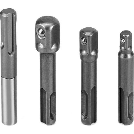 Jeu d'adaptateurs de clé à douille SDS Plus, adaptateur hexagonal 1/4" + rallonge de support de perceuse carré 1/4", 3/8", 1/2" (1/5)