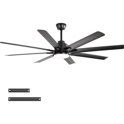 Ventiladores de techo 132 con iluminación regulable y mando a distancia, 8 aspas, en ABS negro metalizado (1/5)