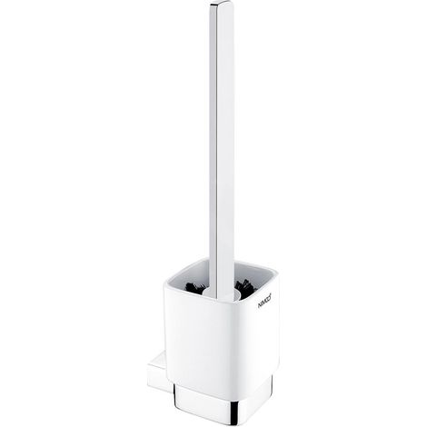 Nimco Kibo - Brosse de toilette murale avec support, céramique blanche/chrome Ki 14094KN-HR-26 (1/2)