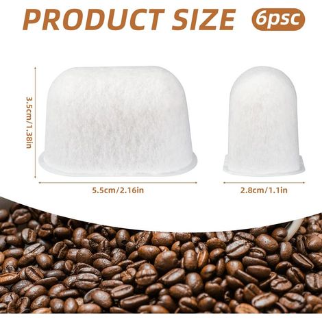 6 Pack Resin Coffee Machine Water Filter Compatible with Breville BWF100 870 878 880 860 840 810 450 500 Espresso Machine, Anti-Limescale & Chlorine Removal (1/4)
