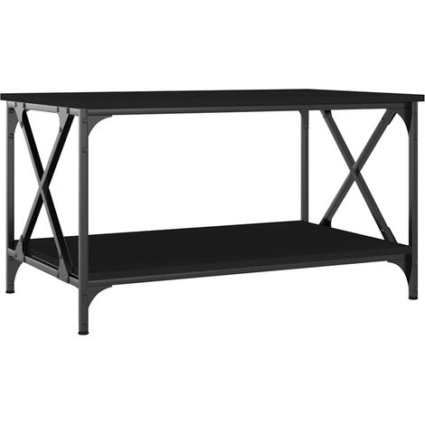 Mesa de centro madera contrachapada y hierro negro 80x50x45 cm vidaXL