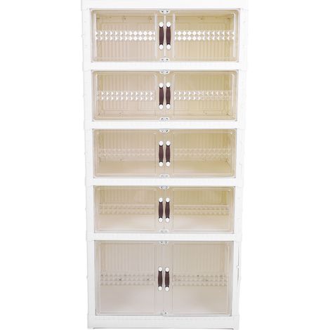 Bac de rangement pour chaussures pliable et transparent, type tiroir, épais, gain de place, anti-poussière, pour vêtements et jouets. 1 grand modèle, 4 petits modèles. (1/5)