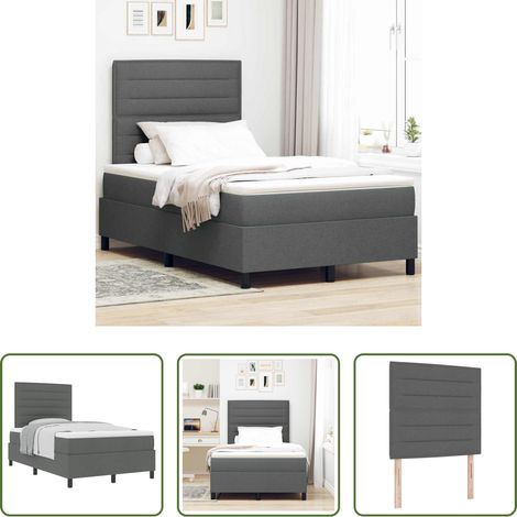 vidaXL Schlafzimmer - Boxspringbett mit Matratze Dunkelgrau 120 x 200 cm Stoff (1/5)