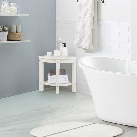 Tabouret Salle de Bain 2 Niveaux Étagère Rangement Enfants Adultes Charge Max 150kg Blanc CWXT2503 DESIGN IN (1/3)