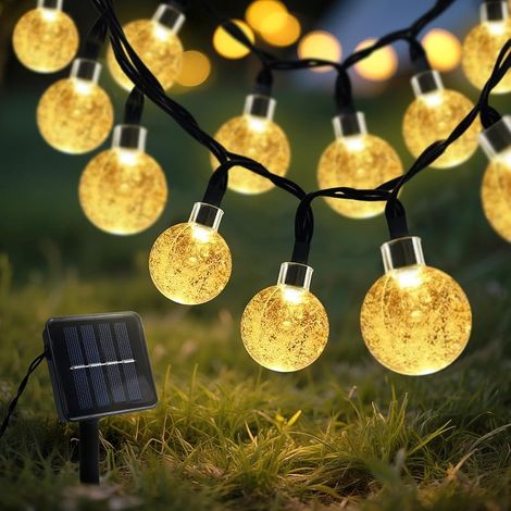 CNMTCCO Solar-Lichterkette für den Außenbereich, 8 m, 40 LEDs, 8 Beleuchtungsmodi, Kristallkugeln, IP65 wasserdicht, ideal zur Dekoration von Balkonen, Terrassen und Gärten. (1/5)