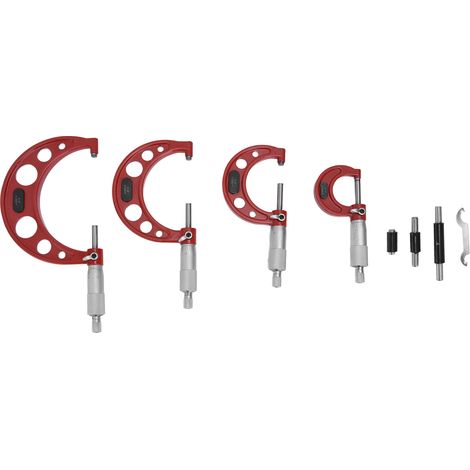 4-teiliges Außenmikrometer, Genauigkeit 0,0001 Zoll, Messwerkzeug für Durchmesser von 0-4 Zoll, Qualitätskontrollinstrument für Mechaniker. (1/5)