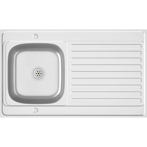 Kitchen Sink with Drainer Set Silver 1000x600x155 mm Stainless Steel vidaXL (1/6)