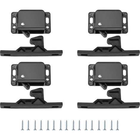 Lot de 4 loquets de porte d'armoire Loquets de tiroir, loquet �� pousser pour fermer accessoires Loquet passiv�� en plastique pour camping-car caravane placards portes coulissantes pour maison cui