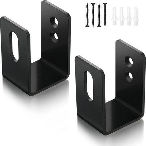 Lot de 2 supports de barricade à 4 portes, en forme de U, en acier lourd, ouverture au sol, support antivol en forme de U pour grange, abri de jardin, garage, maison (noir, 4 pièces)