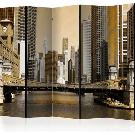 Paravento - Chicago's bridge (vintage effect) II [Room Dividers] - 225x172 (1/4)