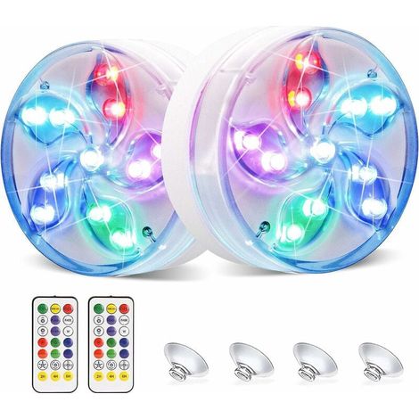 Vtizikl Jardin piscine Lumière LED de plongée, lumière sous-marine IP68 étanche multicolore LED avec 2 télécommandes (lot de 2) (1/5)