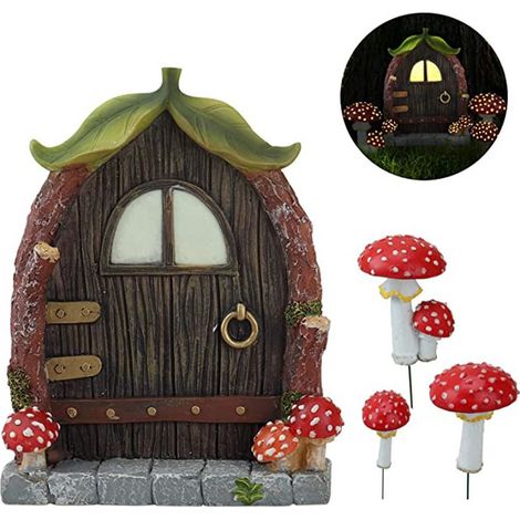 Ornement de porte et de fenêtre en forme de champignon lumineux, décorations créatives en résine, décorations de jardin et de ferme, décorations de bureau, cadeaux, décorations de voiture (1/5)