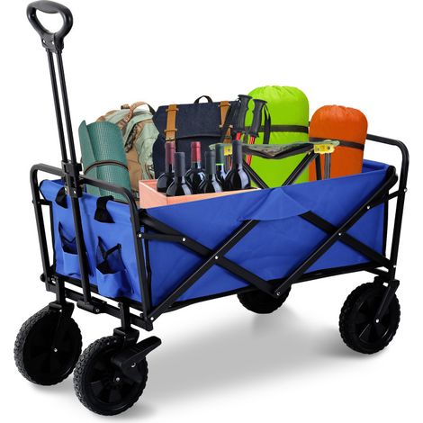 SWANEW Carrello manuale max. 100kg - Carrello manuale. carrello scala. carrello manuale con pneumatici Bleu (1/5)