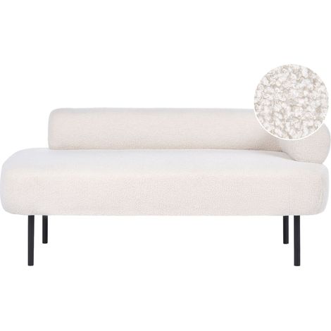 Right Hand Chaise Longue Off-White Boucle Fabric Upholstery Metal Legs Living Room Modern Minimalist Design MIRMANDE
