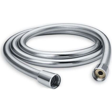 Flexible de douche 150 cm avec protection anti-torsion, tuyau de, et résistant à la torsion, testé pour l'eau potable sous pression, argenté (1/4)