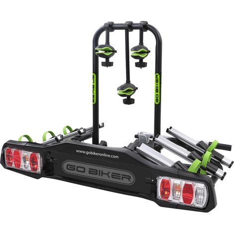 Porte-vélos d'attelage pliable pour 3 vélos – Système antivol – Accès au coffre sans démontage – Charge maximale 60kg – Gobiker