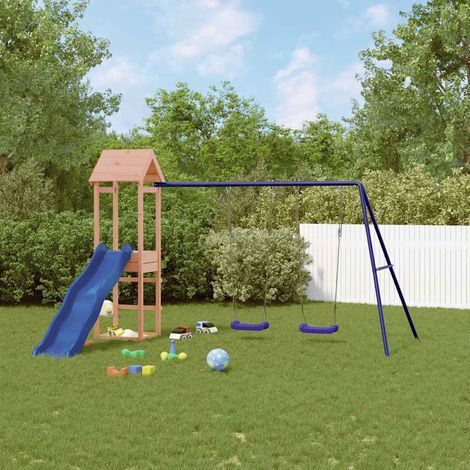 Aire de Jeux Maisonnette de jeu et toboggan balançoires Maison enfant exterieur bois massif Douglas 53715 (1/5)
