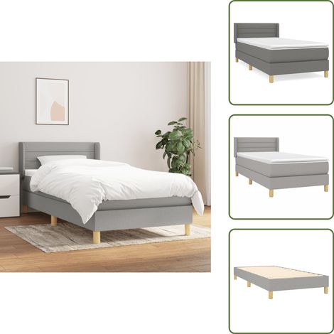 Soporte de espalda - vidaXL Cama box spring con colchón tela gris claro 100x200 cm - Colchón de muelles