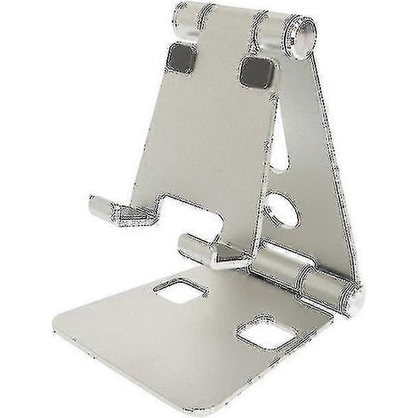 Support de téléphone portable en alliage d'aluminium, support de tablette de bureau, support de téléphone portable pliable (taille, couleur : grand - argent) (1/5)